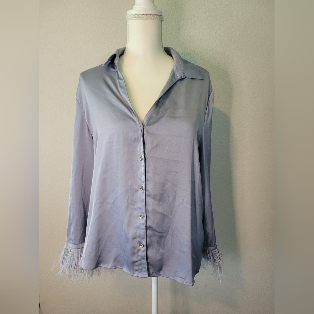 Blue Casual Cotton Blouse